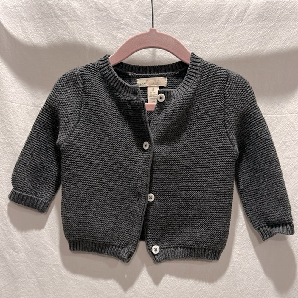 Peek, 3-6 month, charcoal grey knit cardigan
